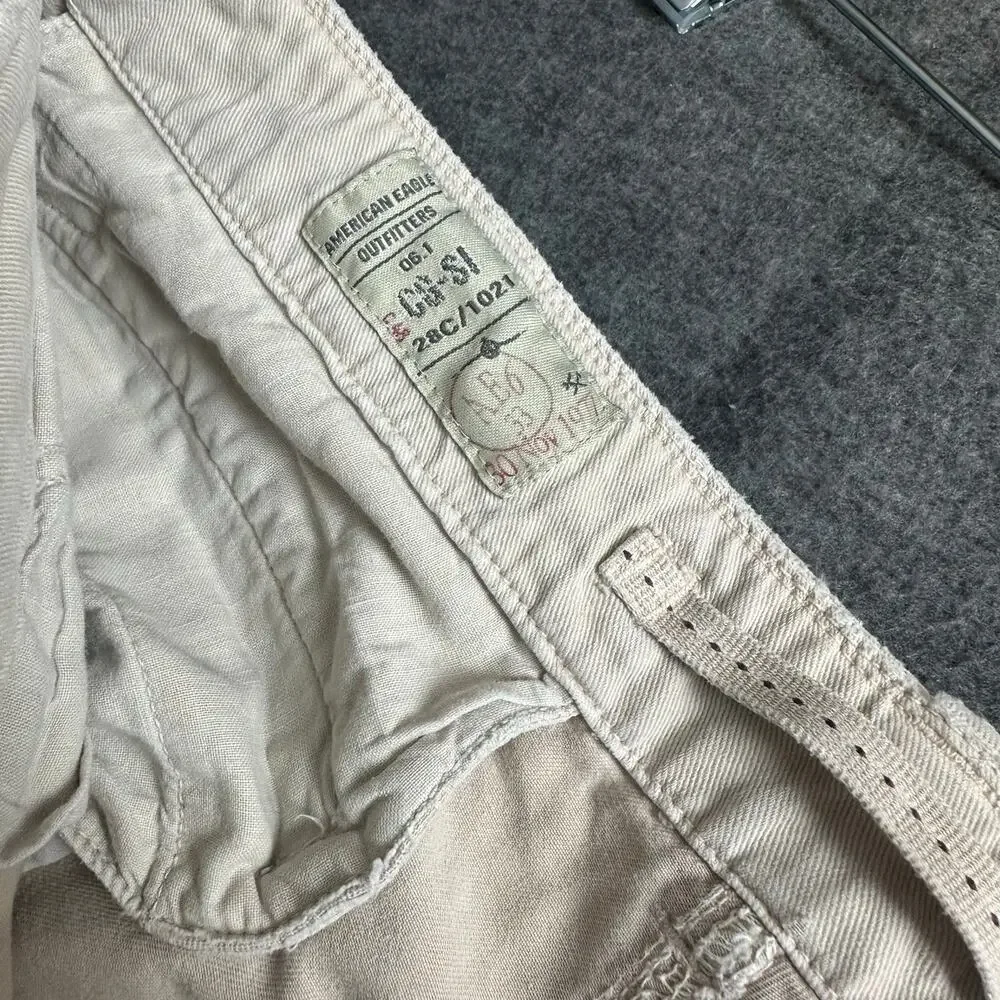 VTG American Eagle Destroyed Cargo Pants Sz 31x32 Y2K Grunge Streetwear Tattered - Picture 4 of 10